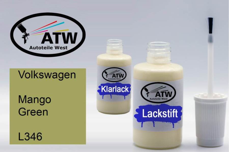 Volkswagen, Mango Green, L346: 20ml Lackstift + 20ml Klarlack - Set, von ATW Autoteile West.